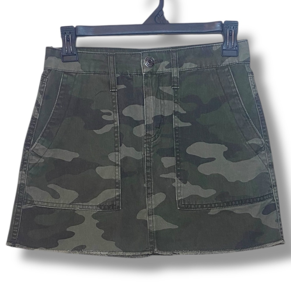 Aeropostale Skirt Green Camouflage Y2K Style Mini Skirt
